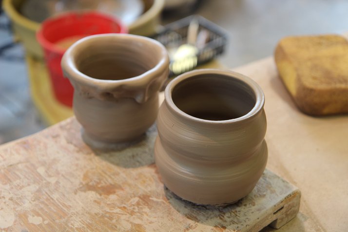 陶艺，学生陶器作品预烧制