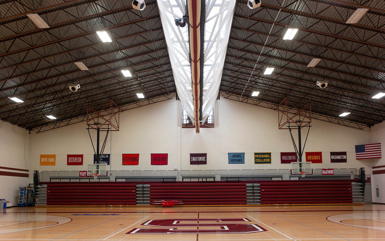 Empty basketball court at Swarthmore College
