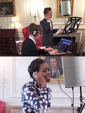 上图:埃文的01和Michael Gregory入主白宫。底部:米歇尔·奥巴马录制。